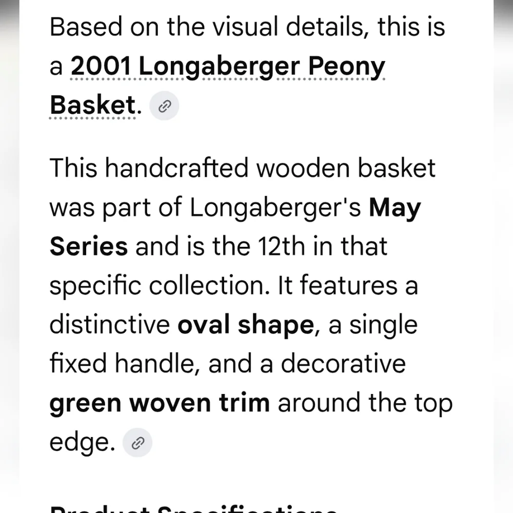 Longaberger Vintage 2001 Peon Basket Part Of The May Series #12